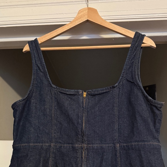 Old Navy Fit & Flare Sleeveless Square Neck Denim Midi Dress in Dark Rinse LARGE - Picture 10 of 13